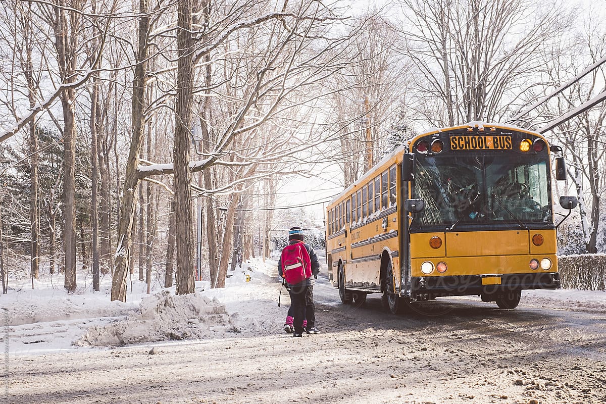Snowy School Bus