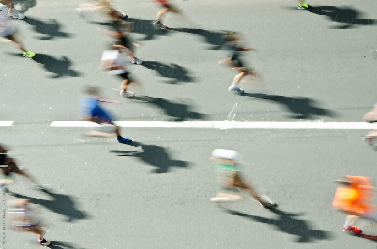 People running on the streets,marathon in the city