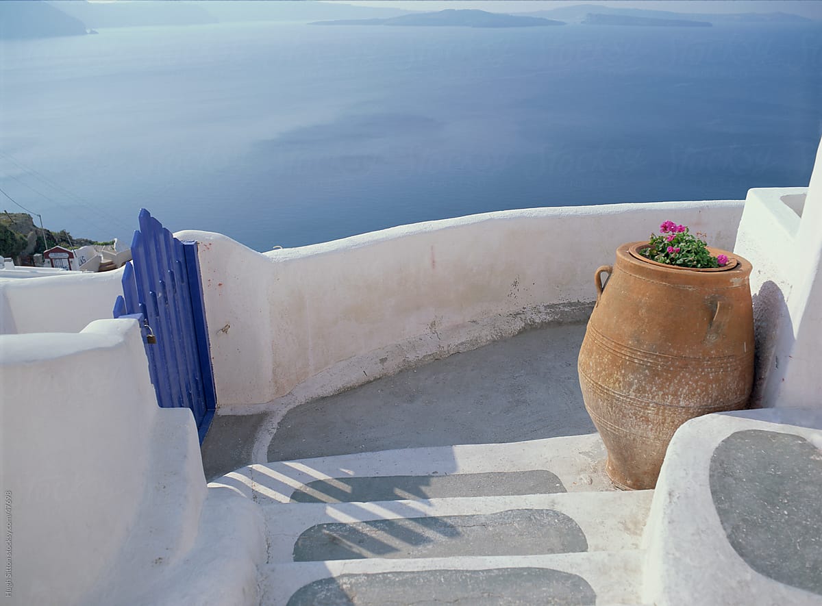 Typical scene from Santorini across the Mediterranean. Greece.