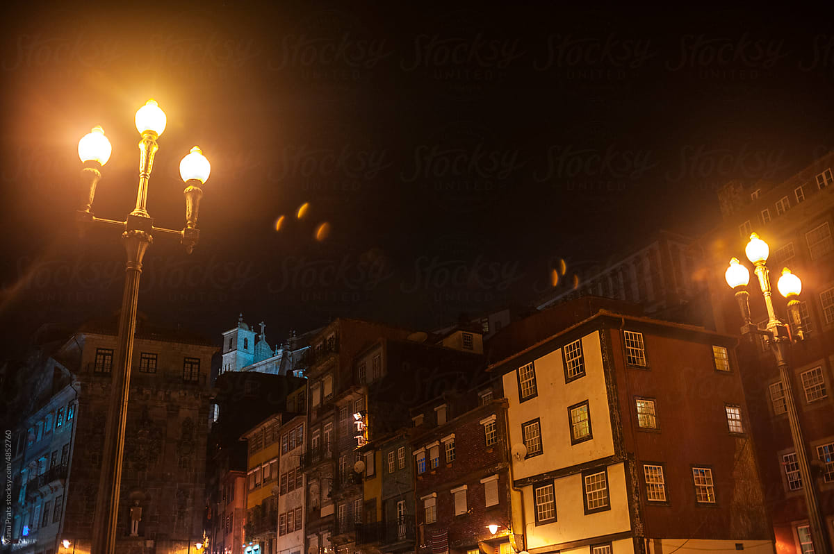 Porto city nightlife, cityscape