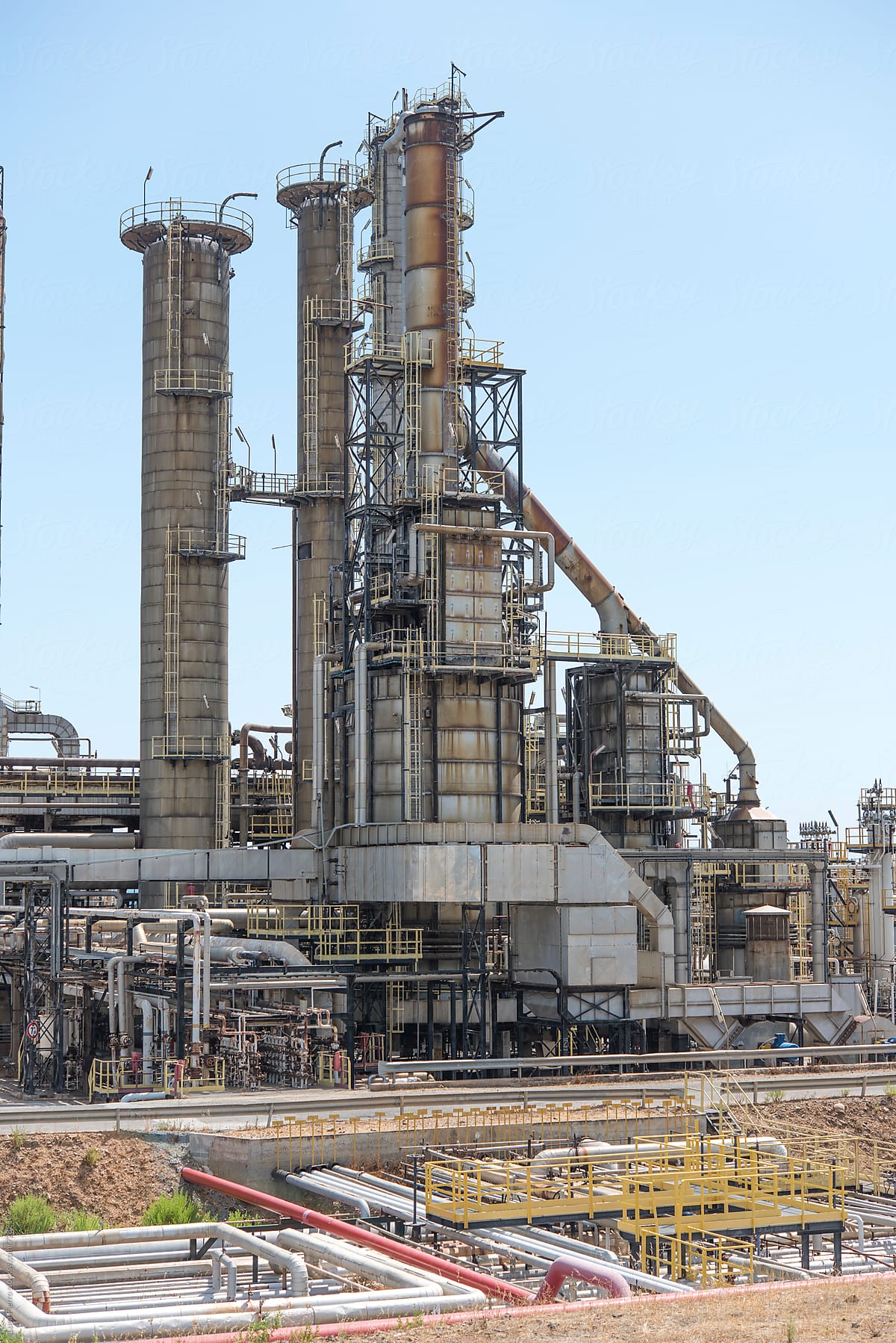 Oil and gas refinery, pipelines and towers, heavy industry