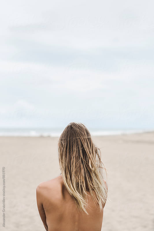 Sensual Woman from Behind by the Ocean