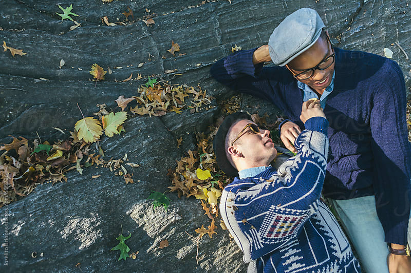 Young Gay Couple Having Romantic And Fun Intimate Moments Relaxing In New York Central Park By 4770