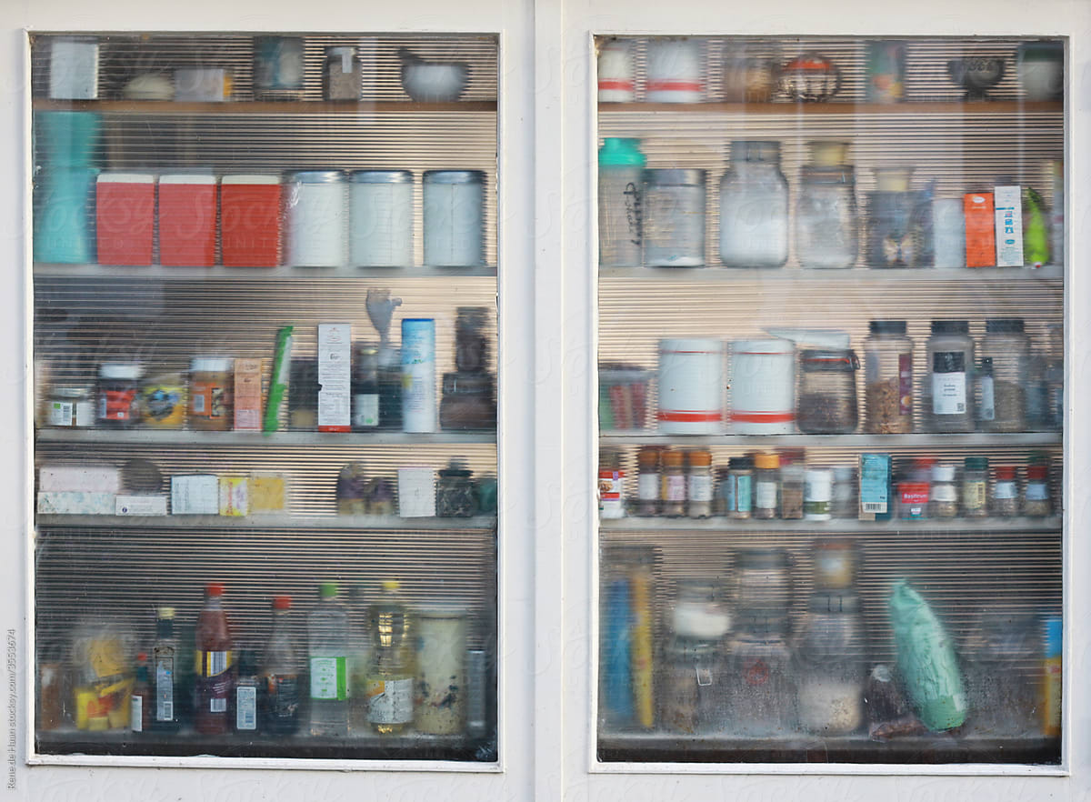 pantry with glass windows