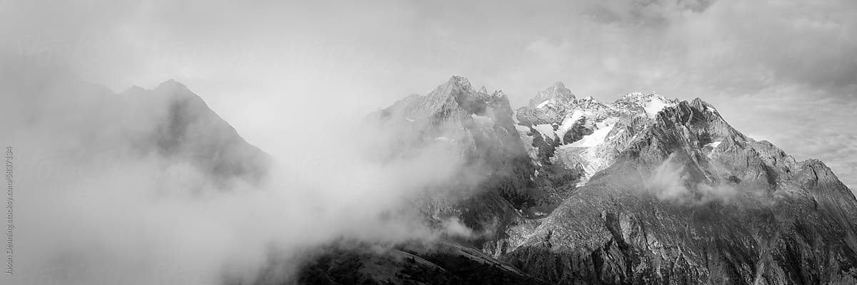 La Meije Mountain Massif des Ecrins Black and White Alps Franc