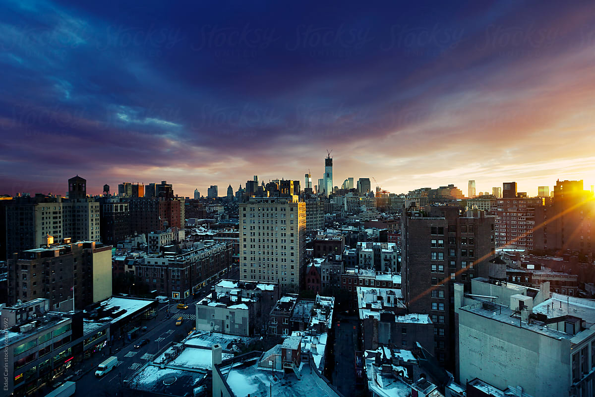 Winter Sunset West Village & Lower Manhattan New-York