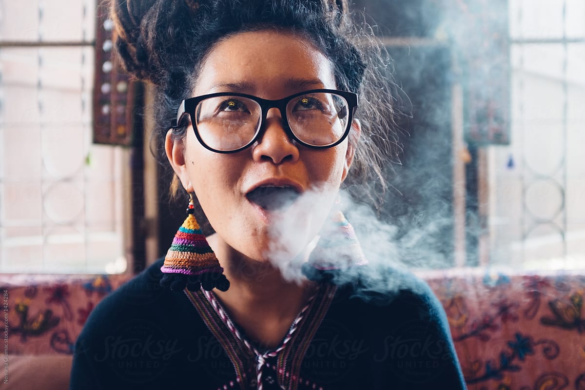 Funny Authentic Young Thai Woman With Dreadlocks Getting