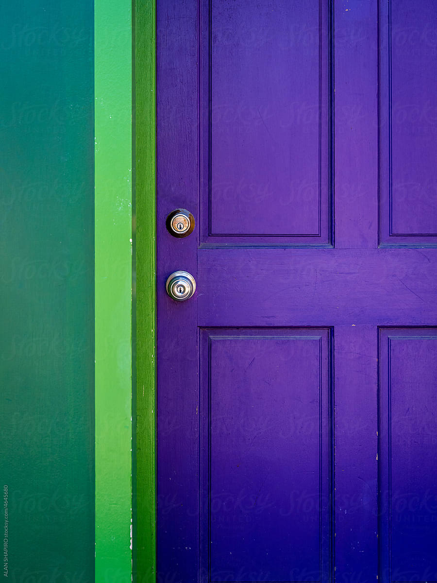 purple door and green wall