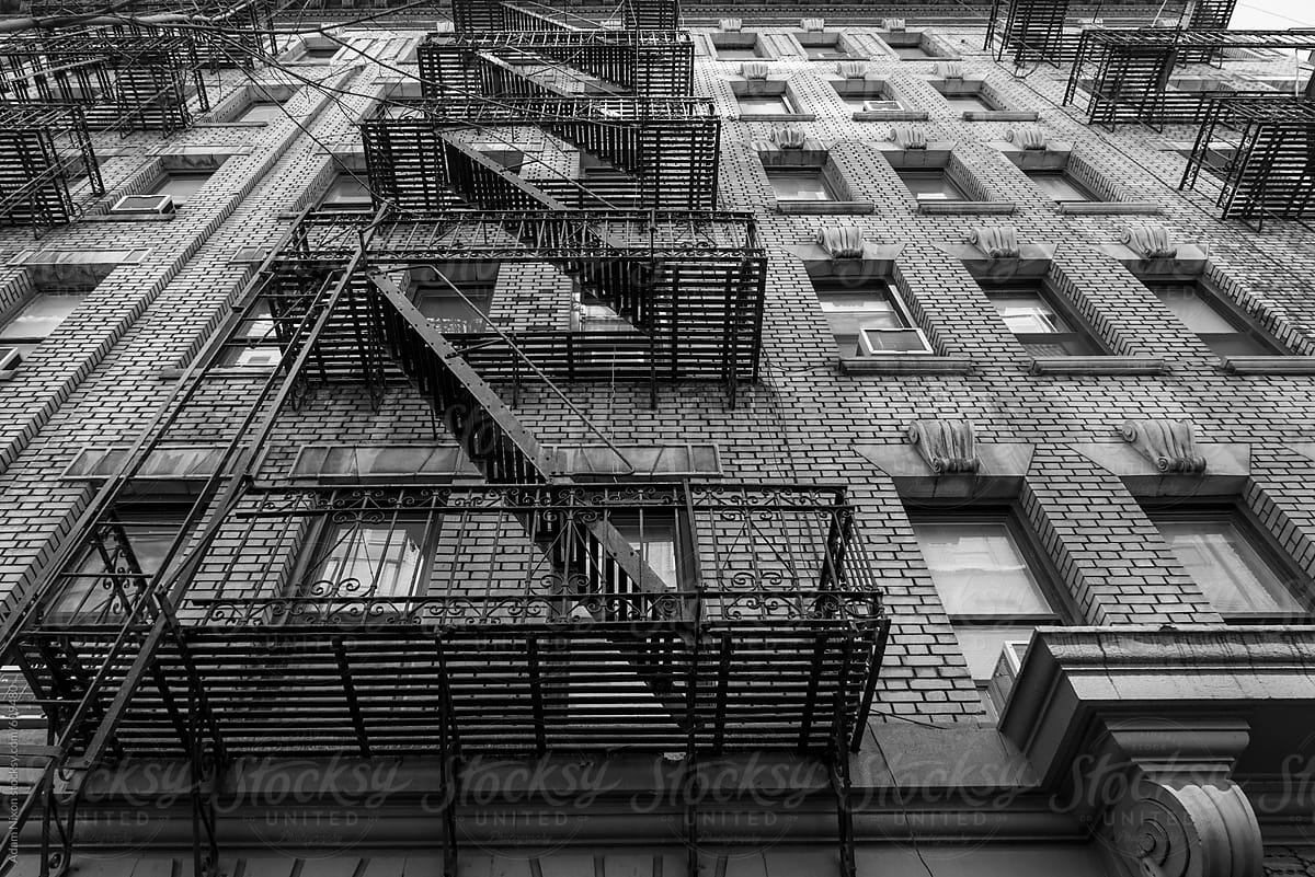 Vintage fire escape on the side of a building