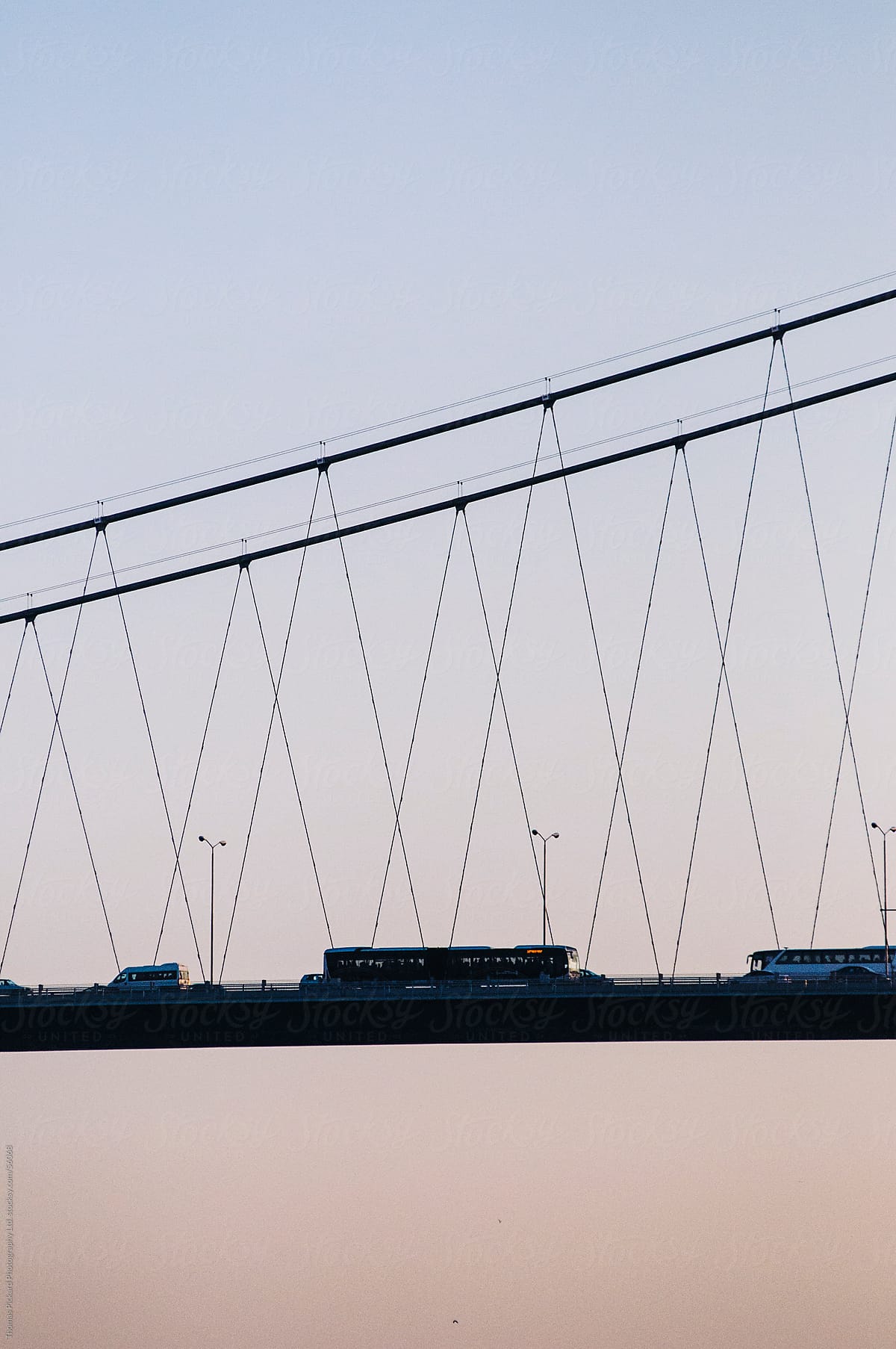 Vehicles crossing a bridge, Istanbul Turkey.