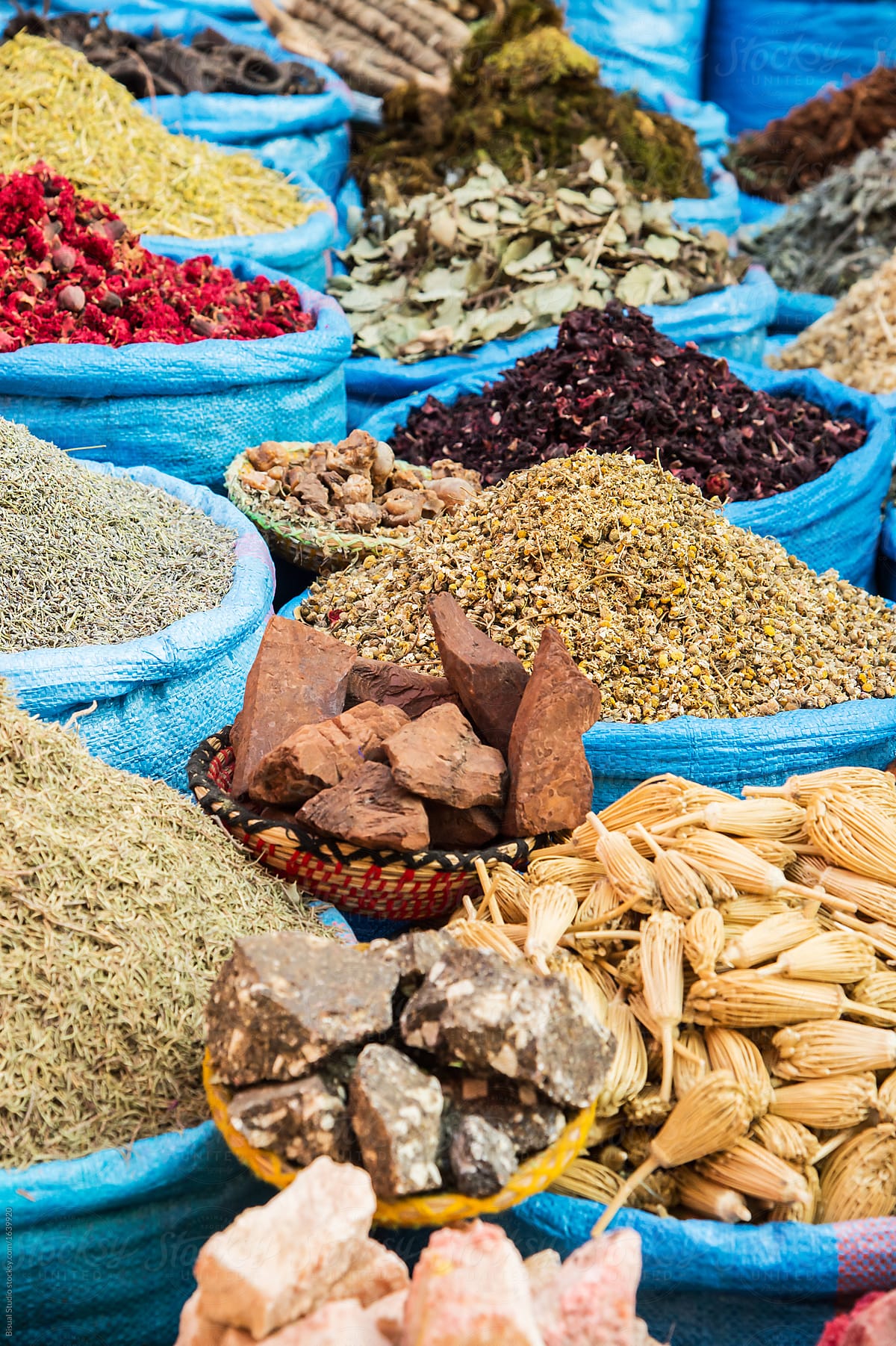 Moroccan spices at souk market