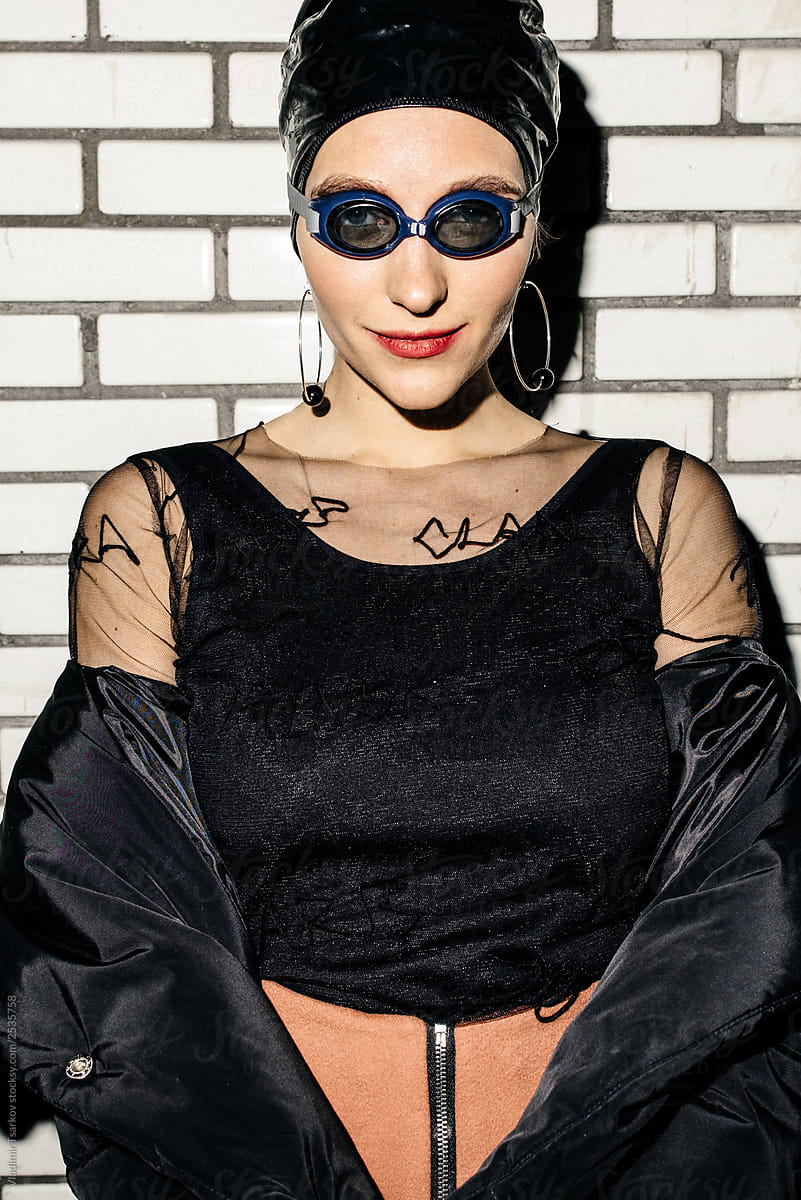 Fashion Woman Portrait In Swimming Glasses By Stocksy Contributor Vladimir Tsarkov Stocksy