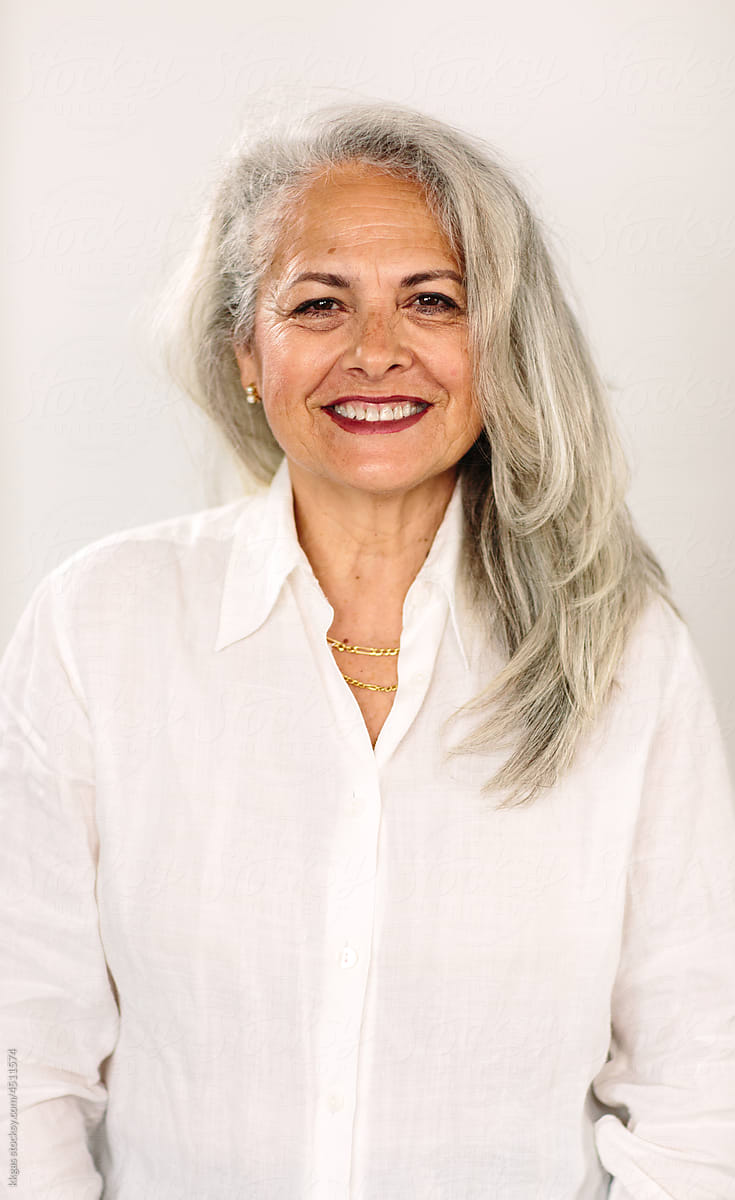 Elegant woman portrait with grey hair