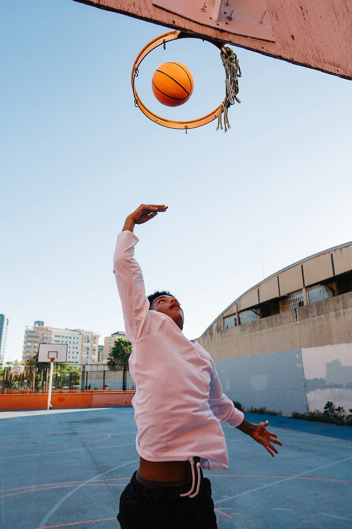Man throwing ball in basket