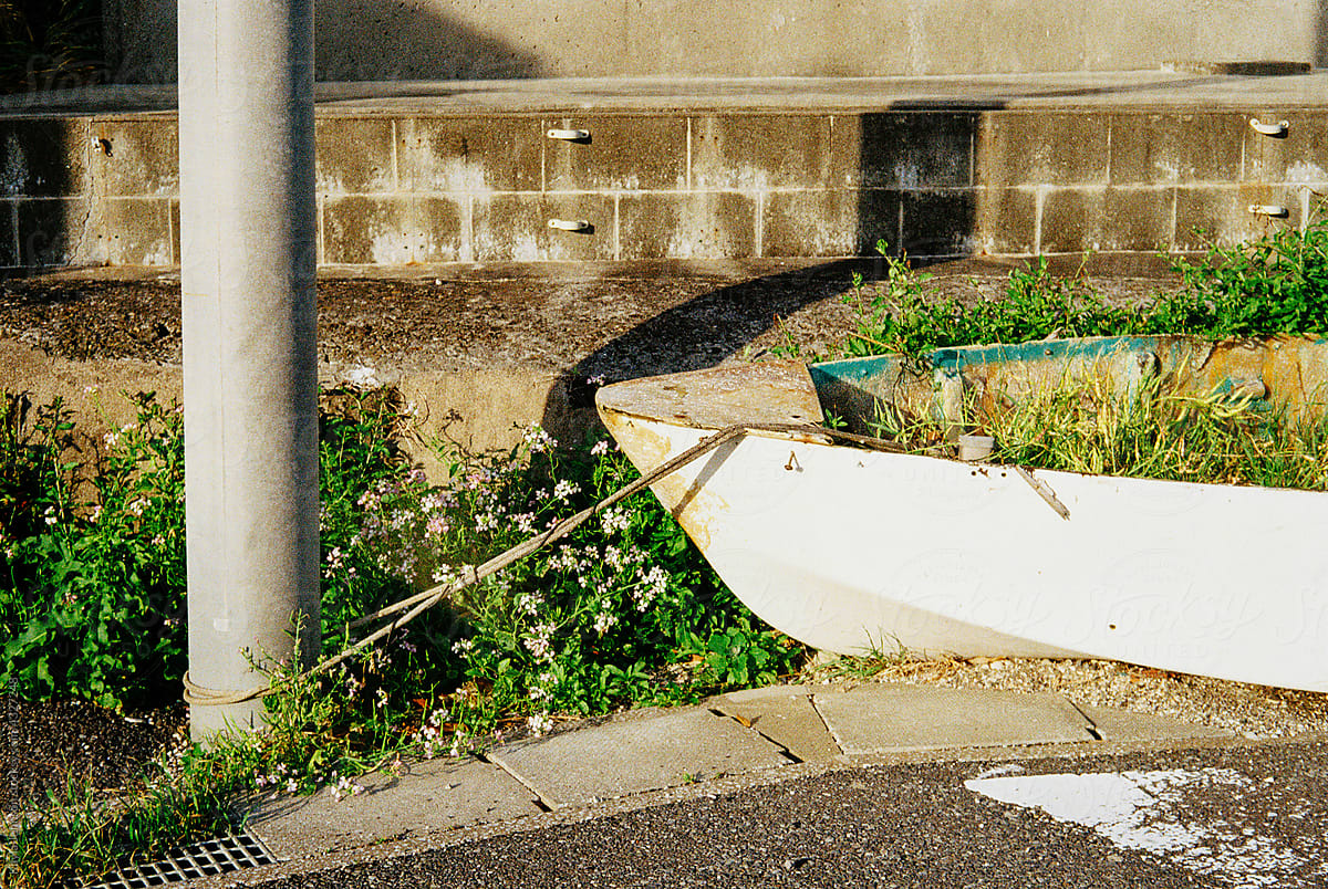 Anchored rowboat