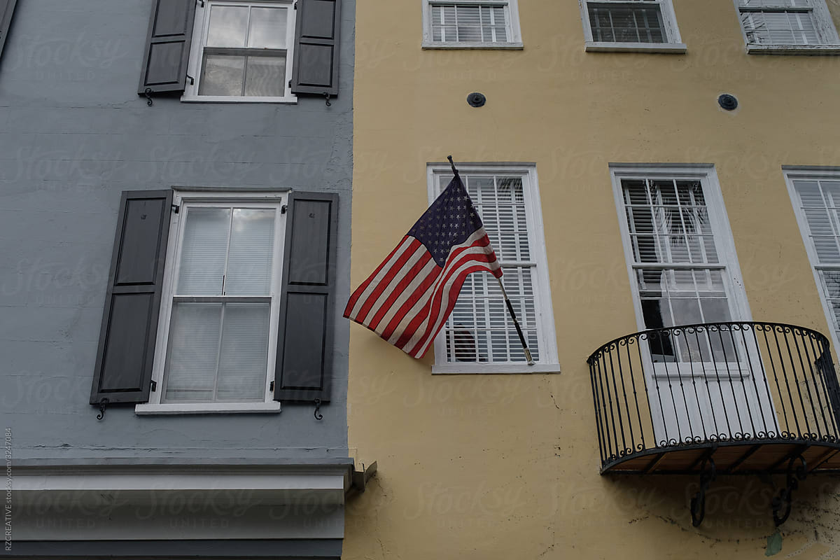 American flag outside a window