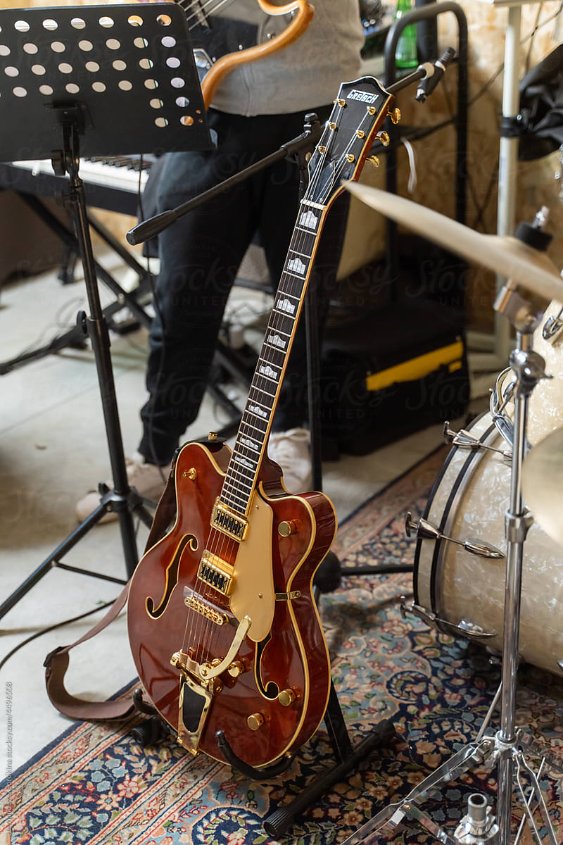 Close Up Of Guitar At Music Studio