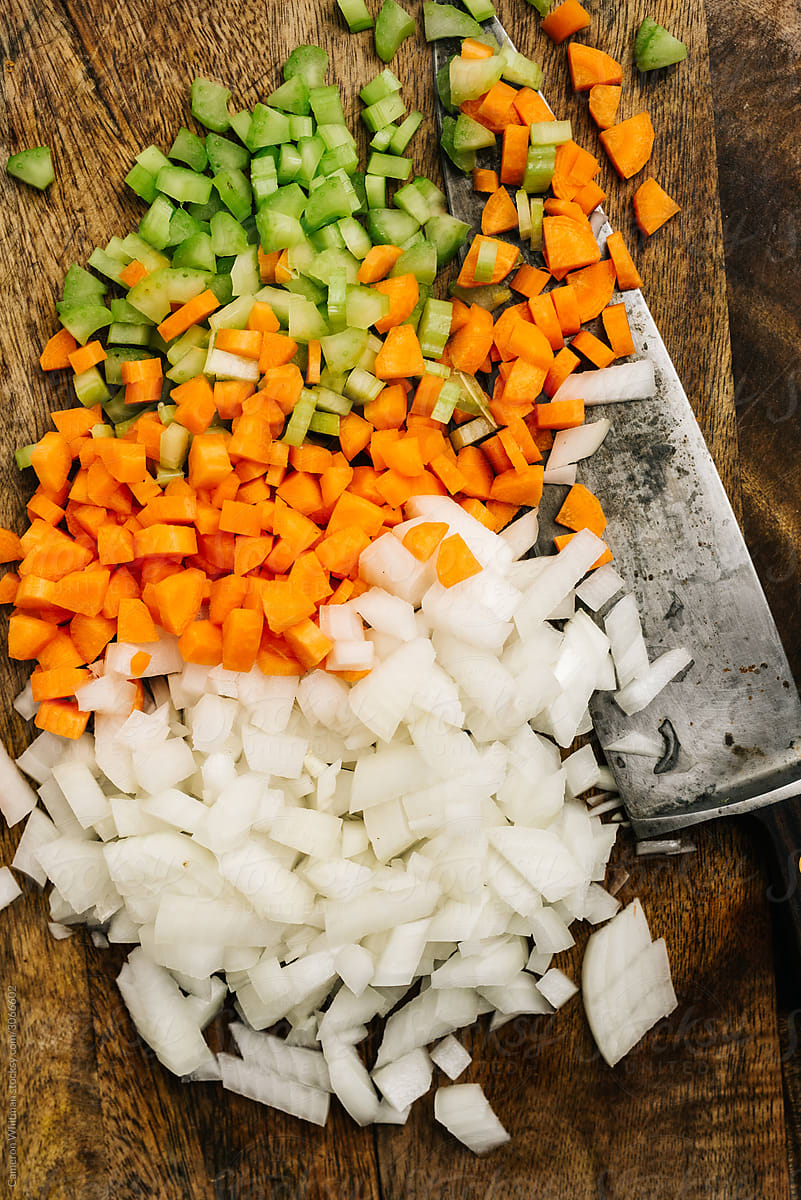Diced celery, carrots and onion