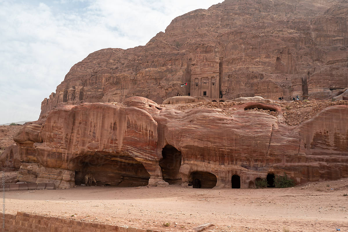 Dwellings cut into the sandstone at Petra