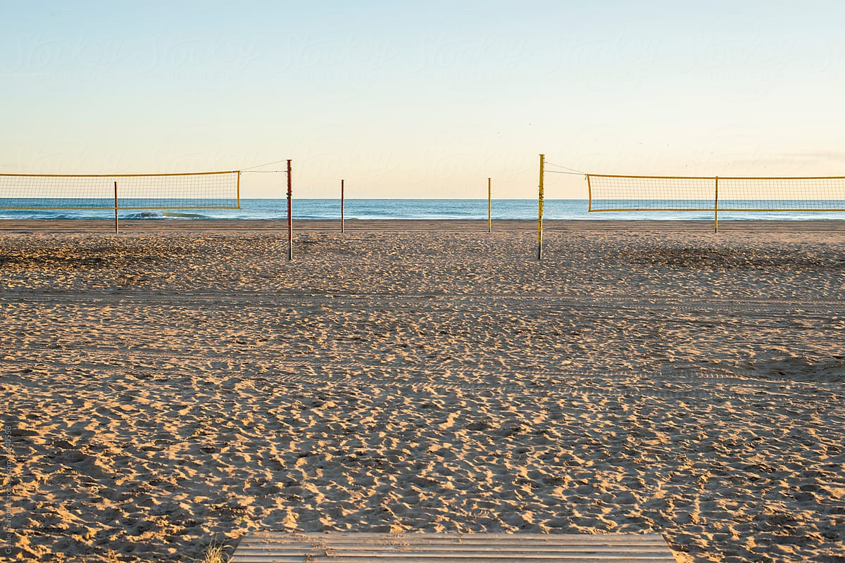 Volleyball fields on sandy beach