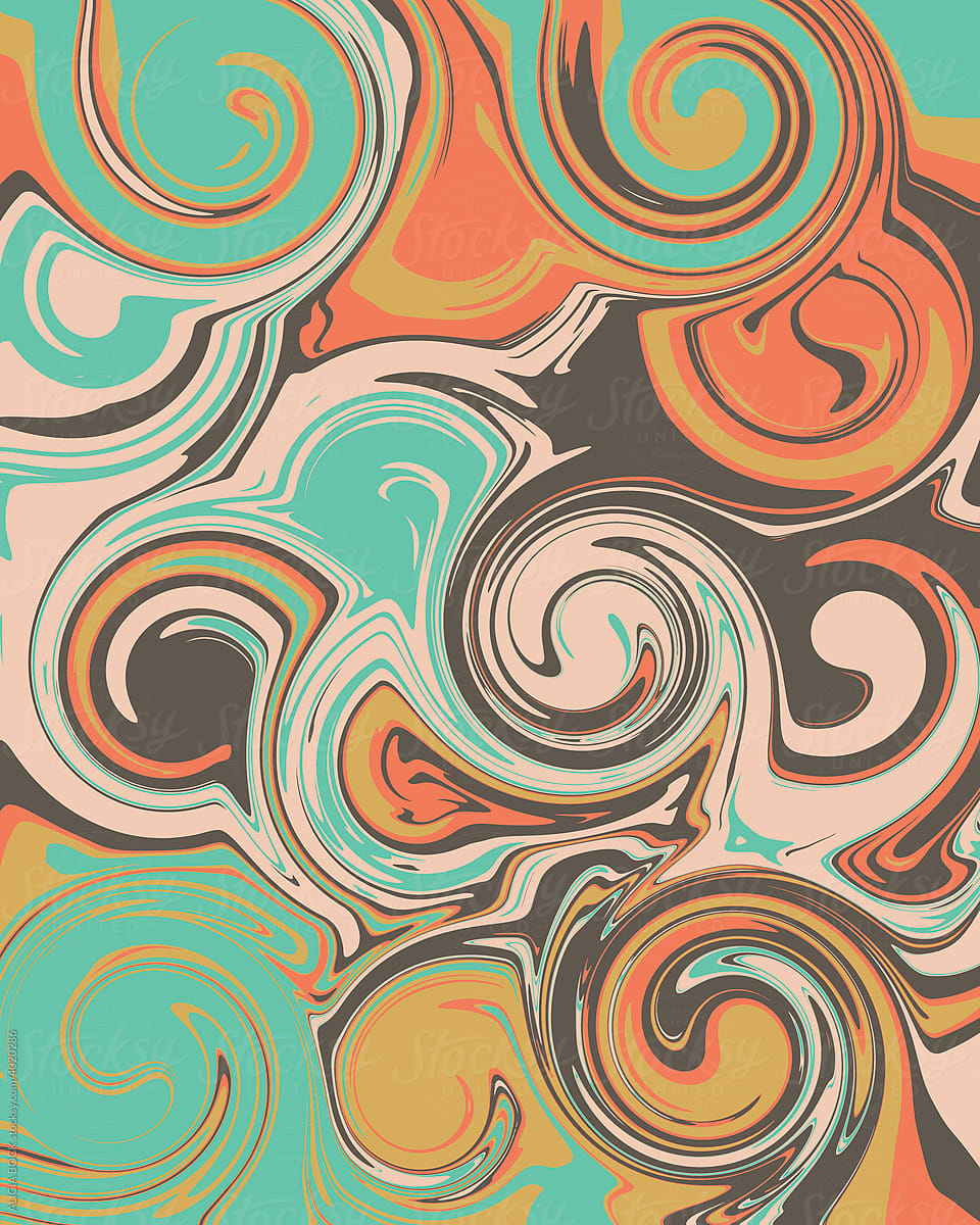 Abstract Retro Inspired Swirl Pattern