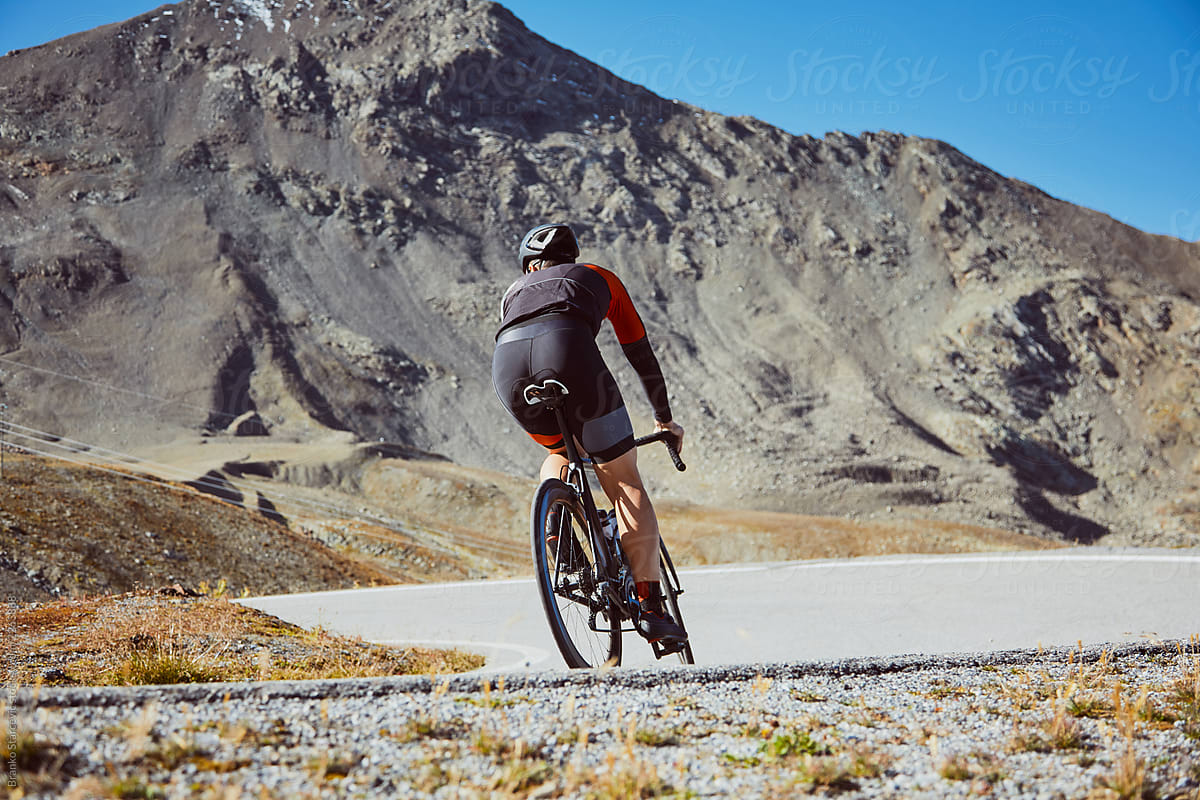 Road Cyclist riding uphill.