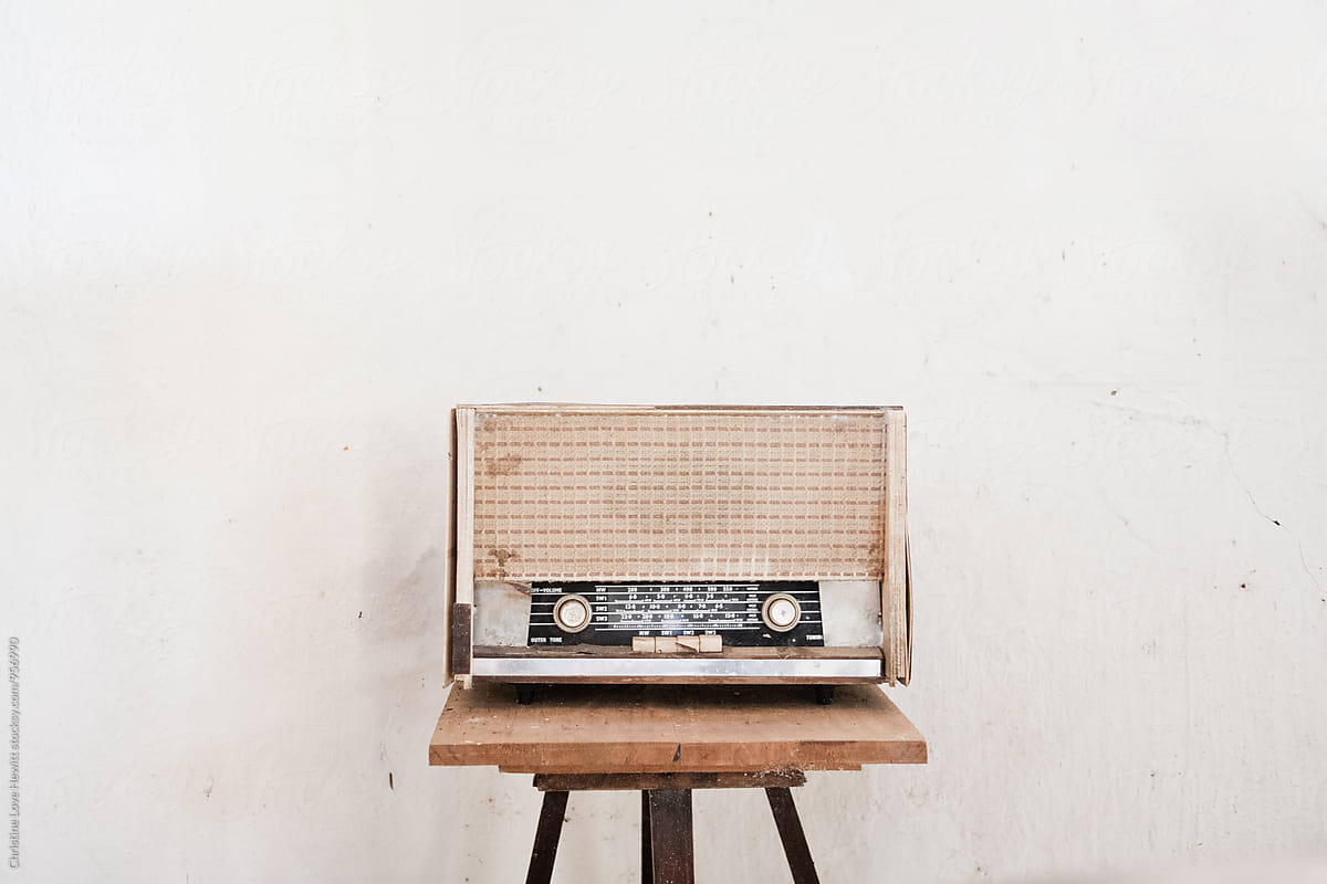 Old radio on a stool