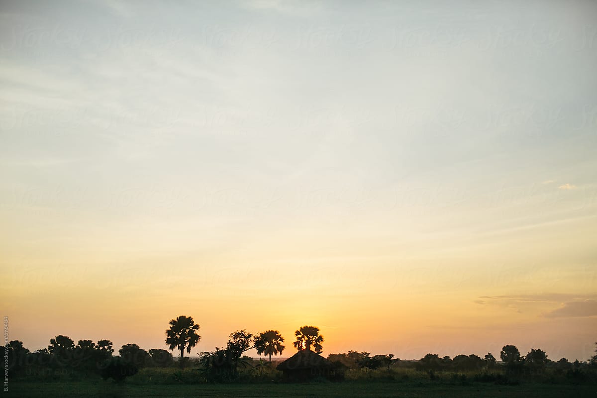 Sunset Over Ugandan Village