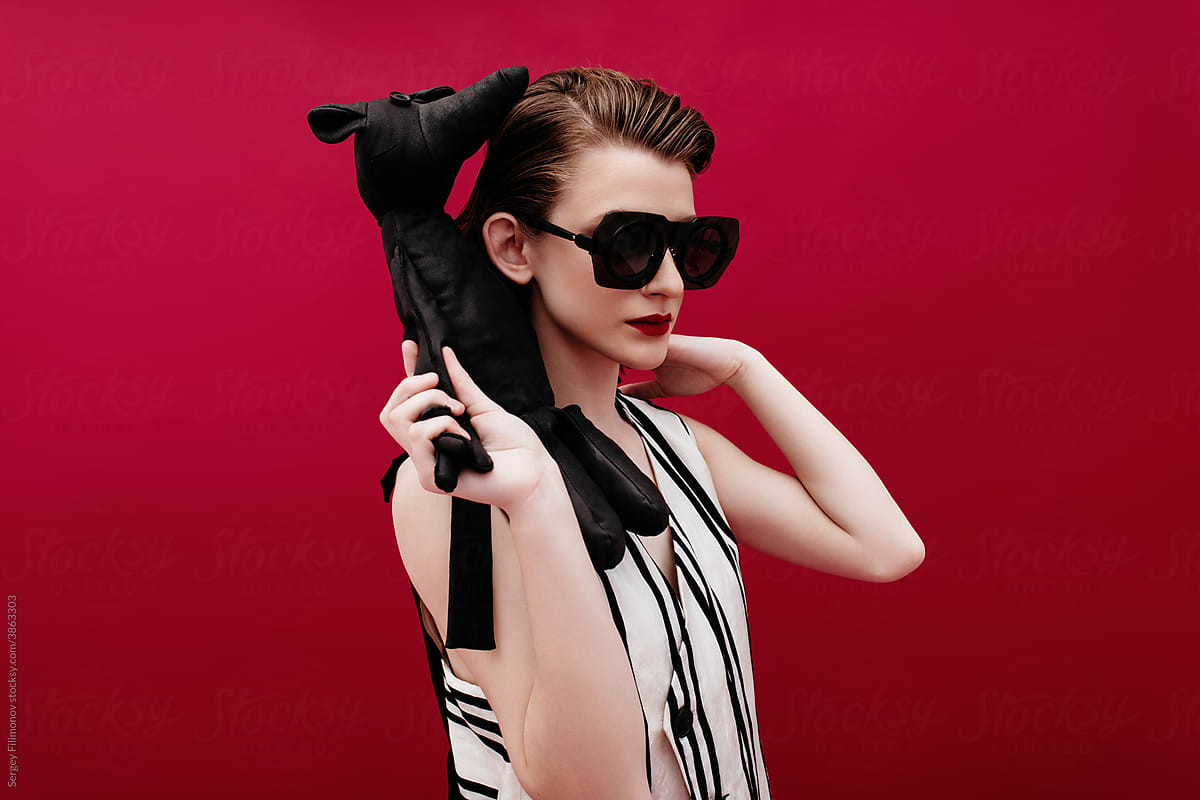 Serious woman in luxury sunglasses