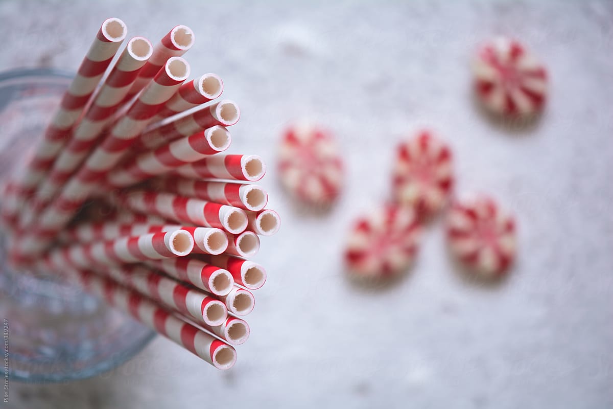 Red straws and candies