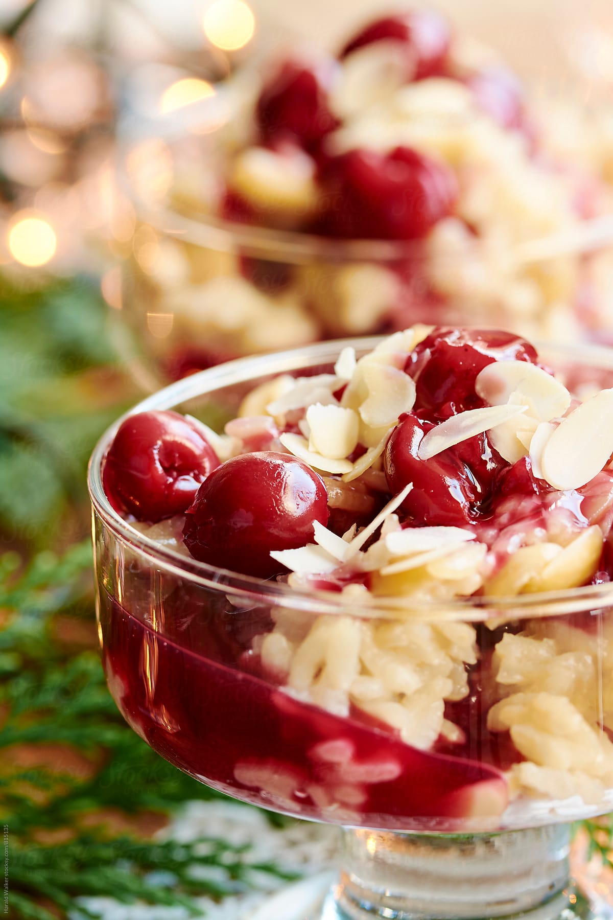 Almond Rice Pudding with Cherry Sauce