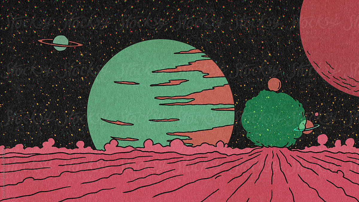 Landscape With Balloon On Distant Planet