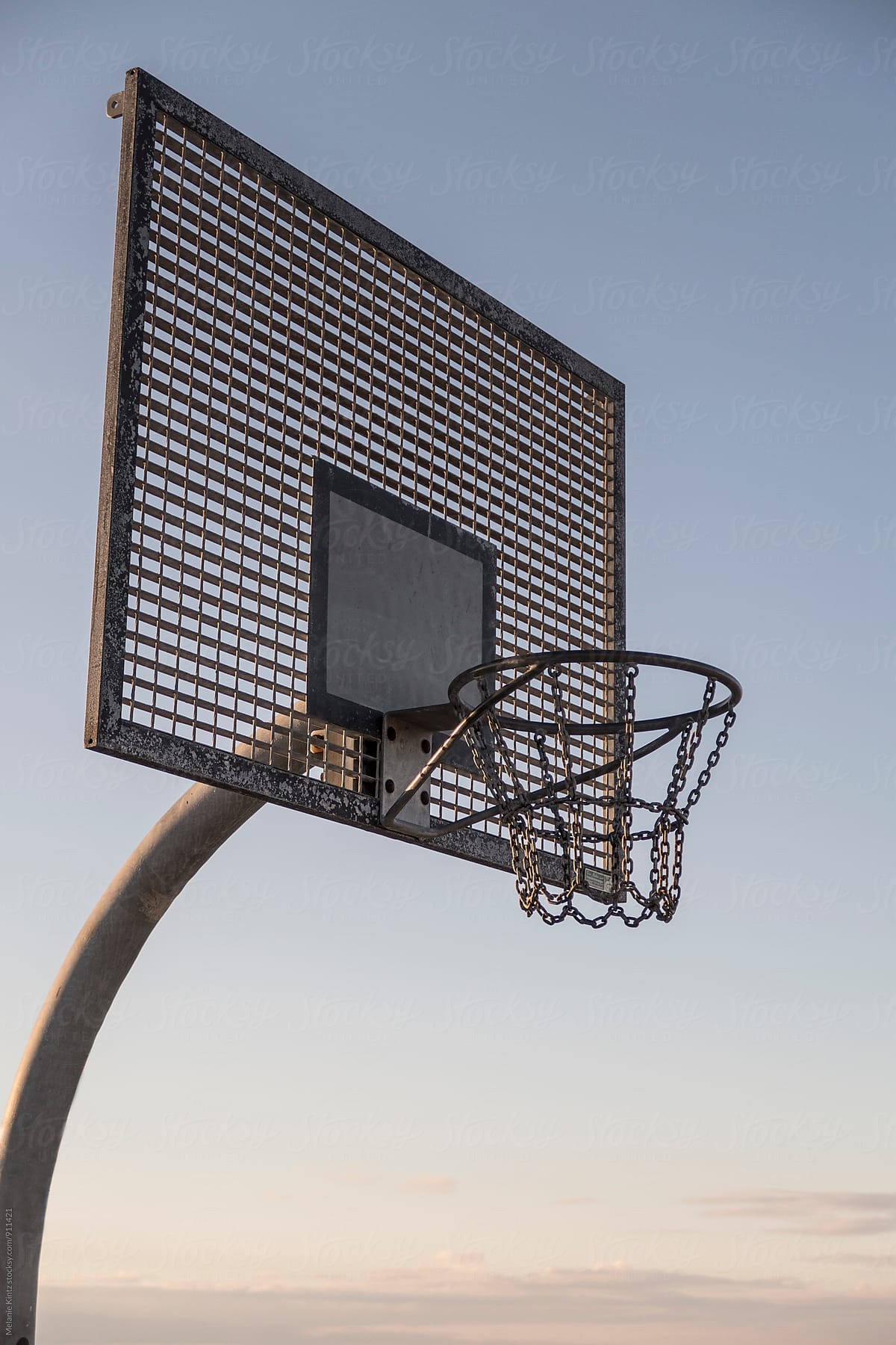 Empty outdoors basketball backboard