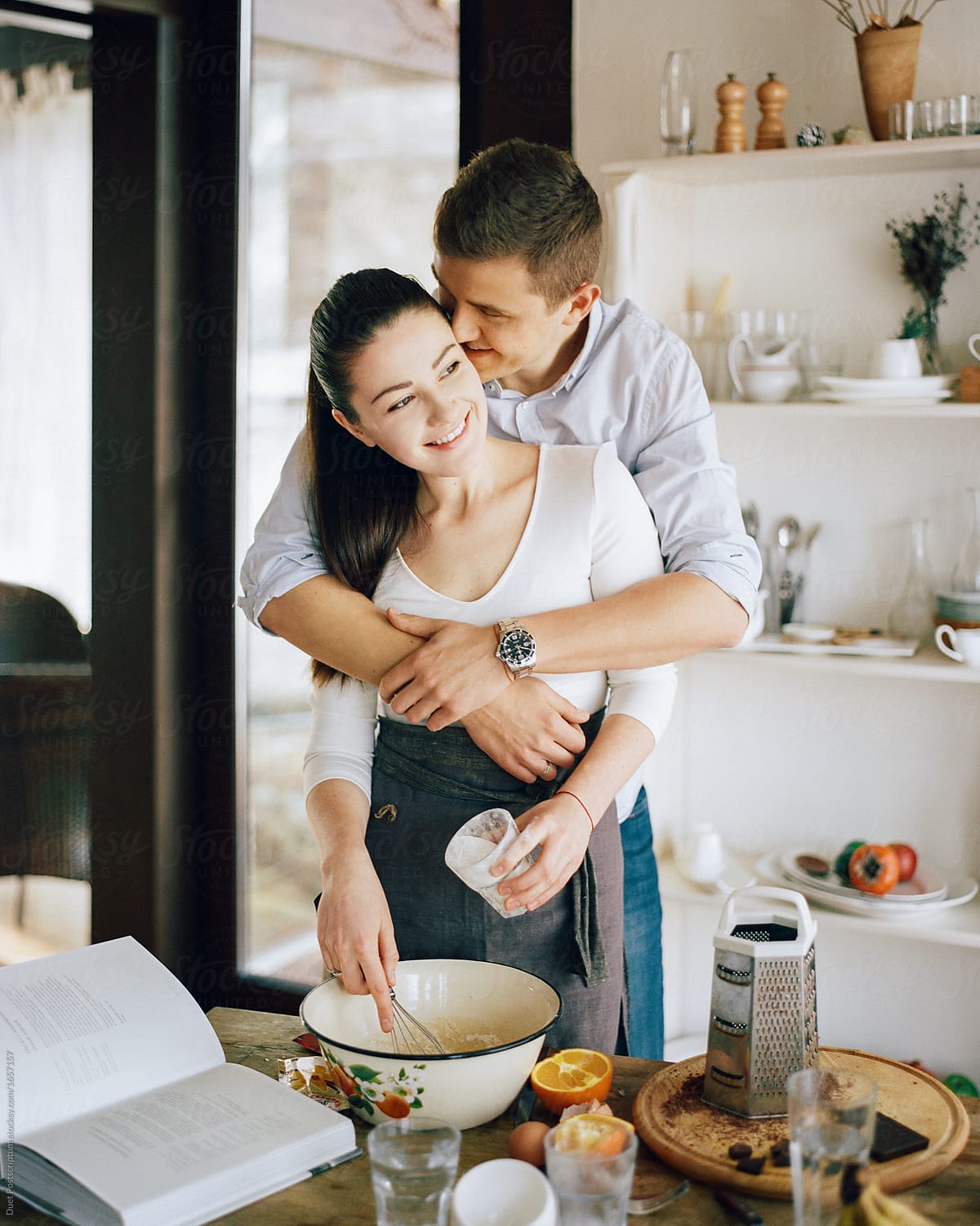 Man Embracing Cooking Woman By Duet Postscriptum