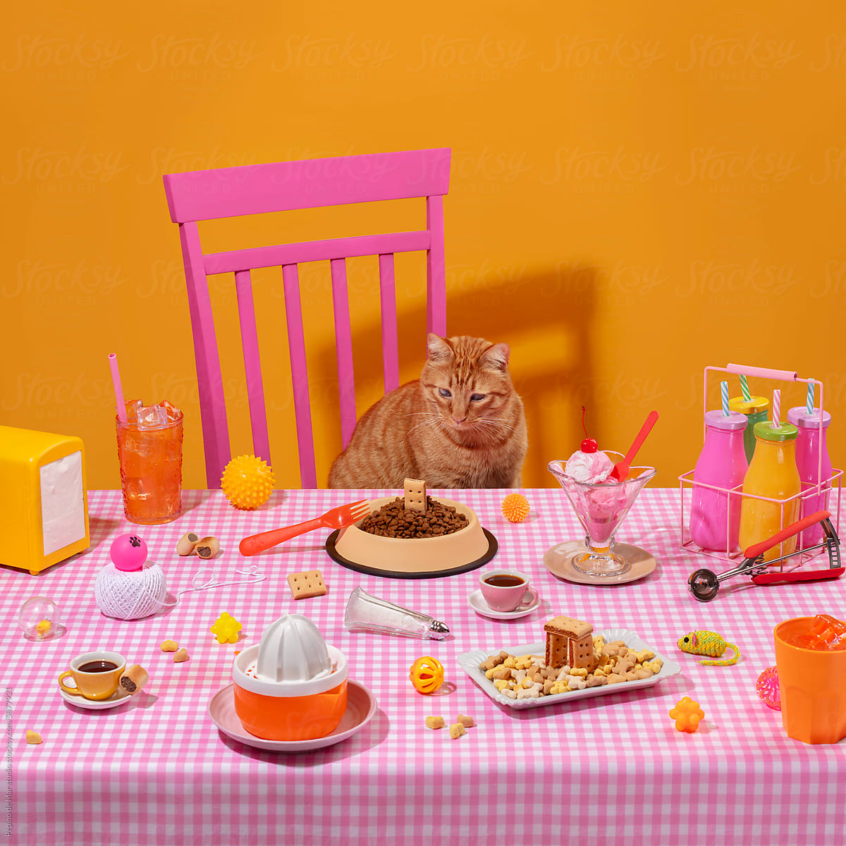 Cat\'s Colorful Tea Party