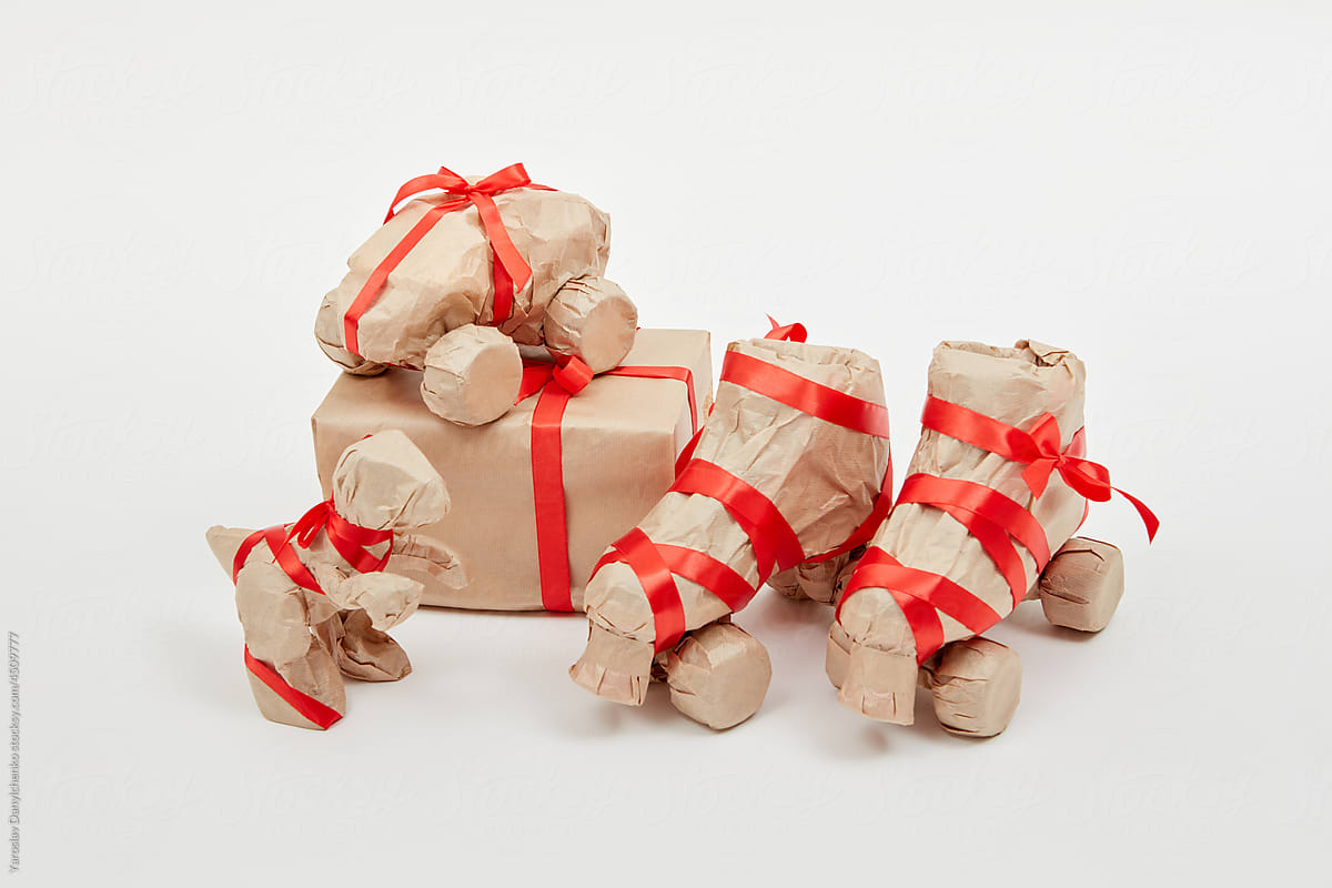 Gifts wrapped in craft paper
