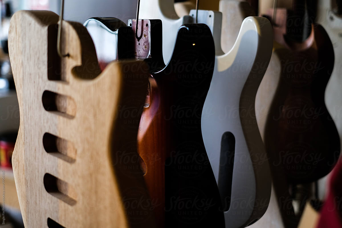 Electric Guitar Bodies in a guitar workshop