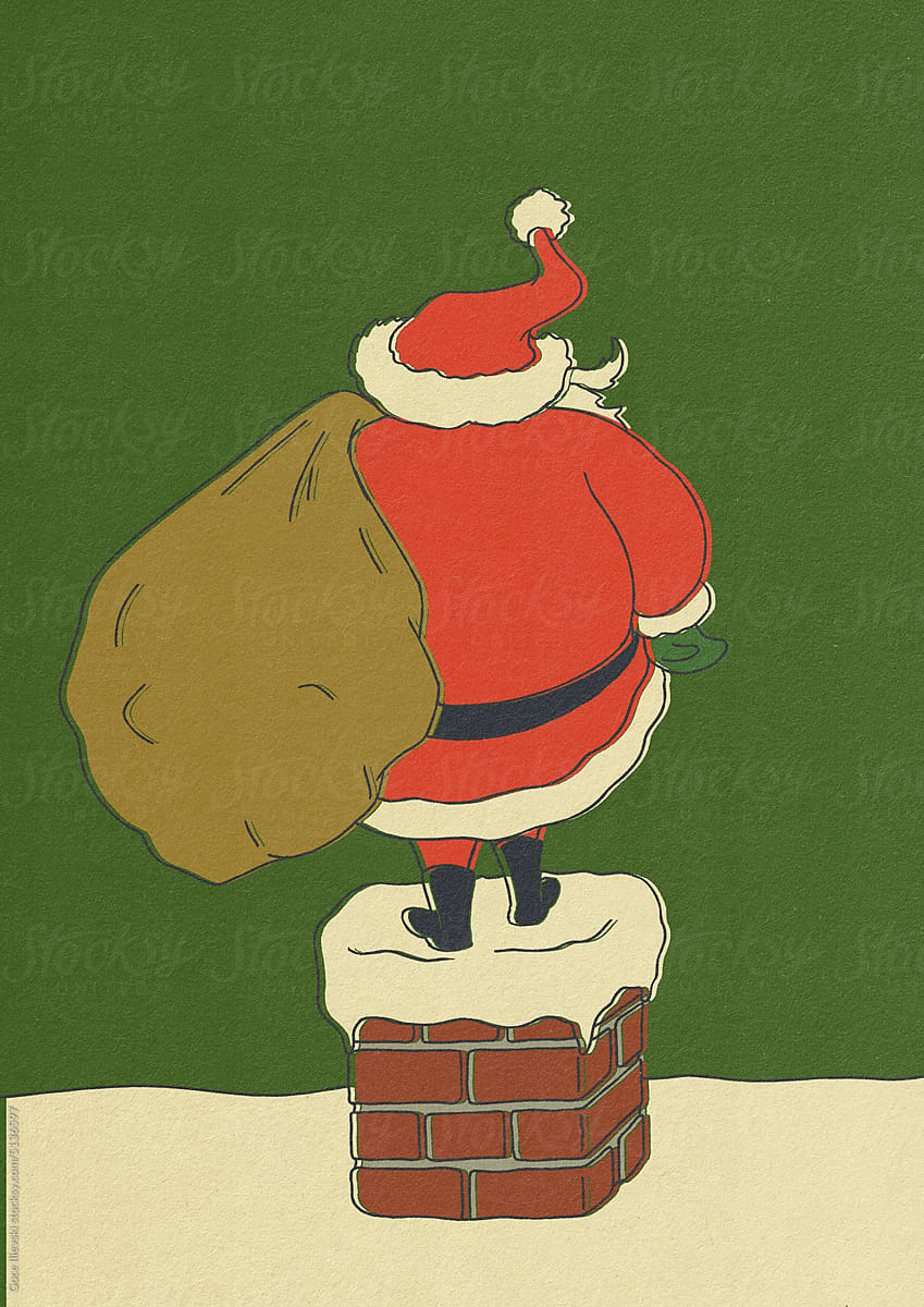Santa Claus Retro Print Illustration