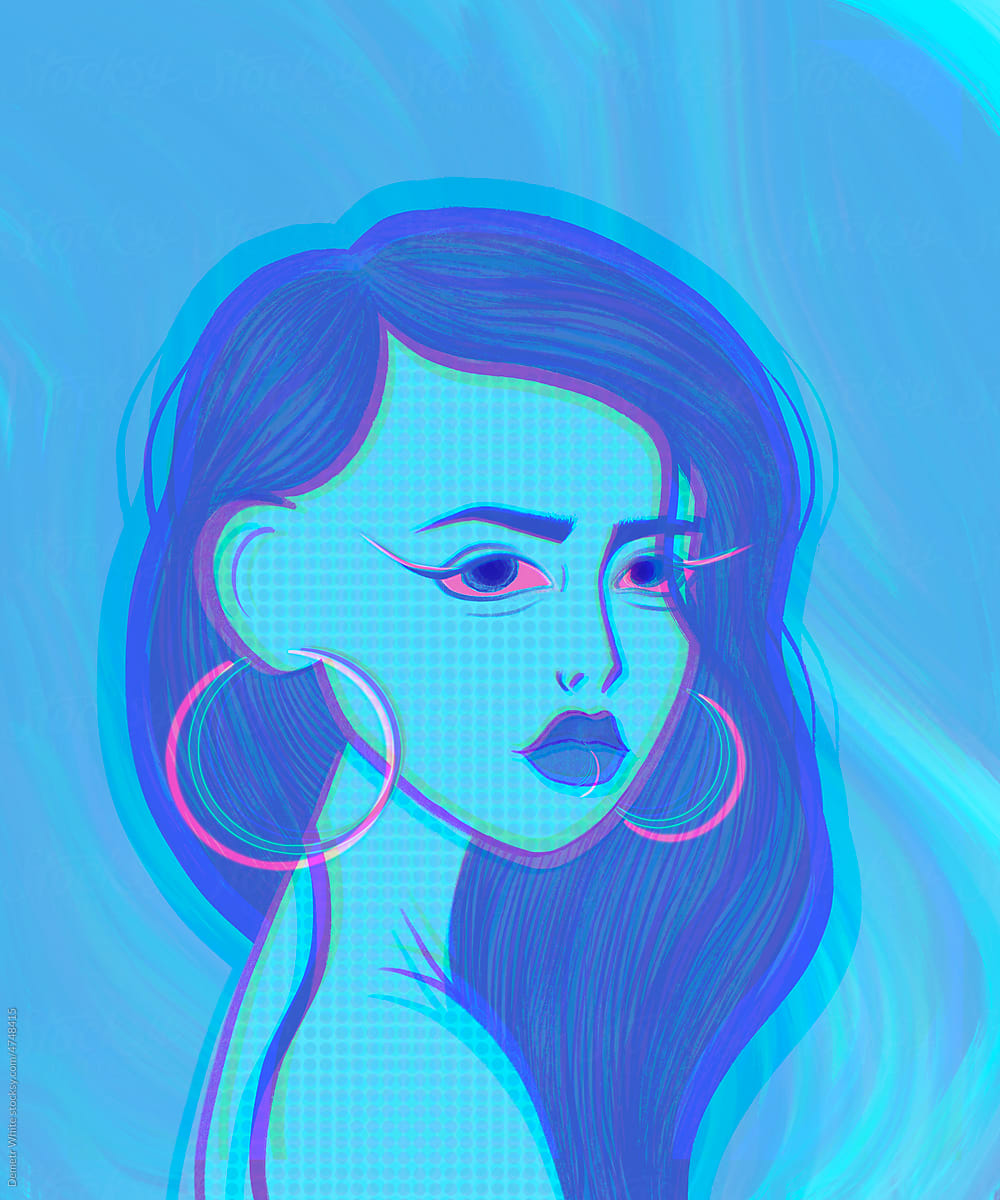 neon portrait of a drug addict girl