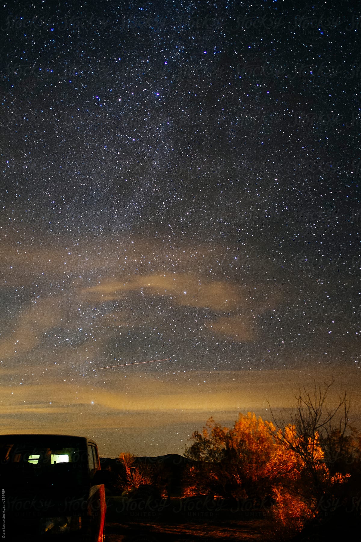 Car in front of milky way