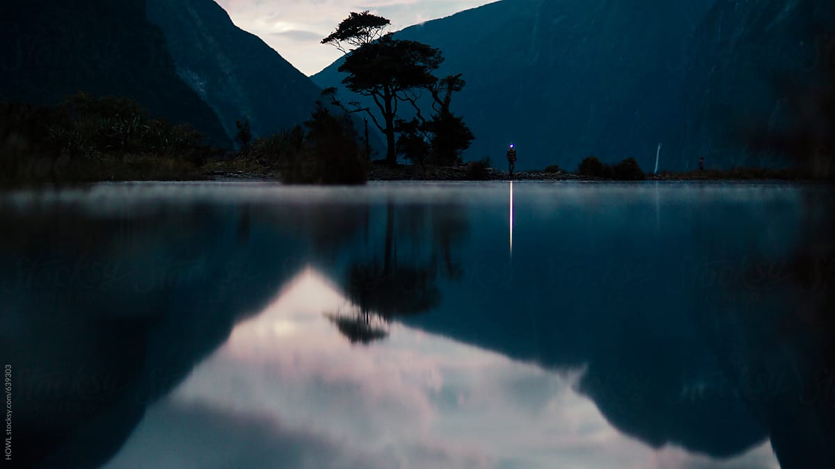 A beautiful landscape of Milford Sound after dark