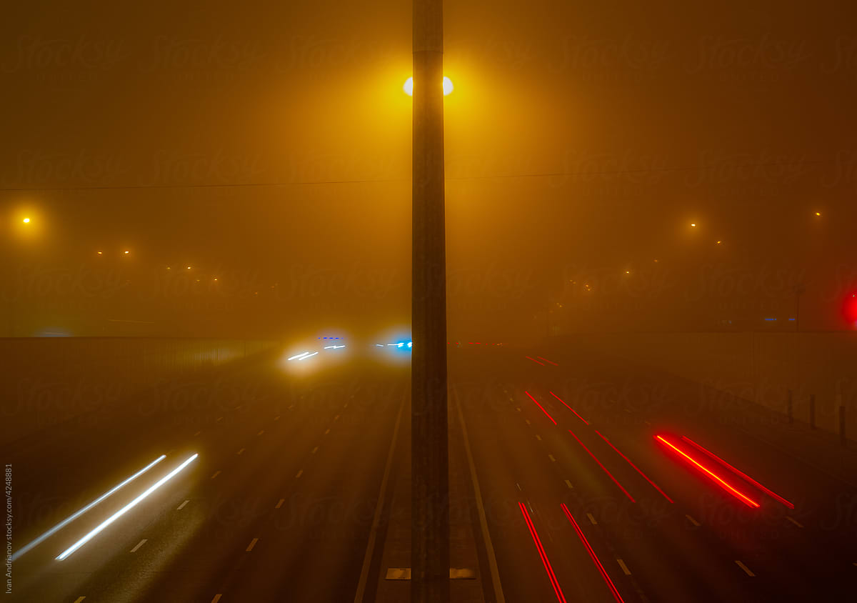 Night Foggy Road Highway Rolling Shutter Speed