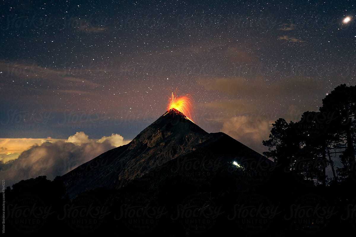 Volcano fuego from Acatenango