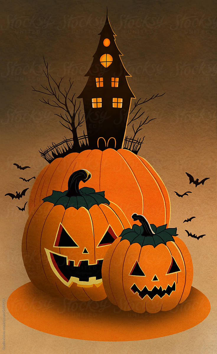 Halloween house build on the pumpkin
