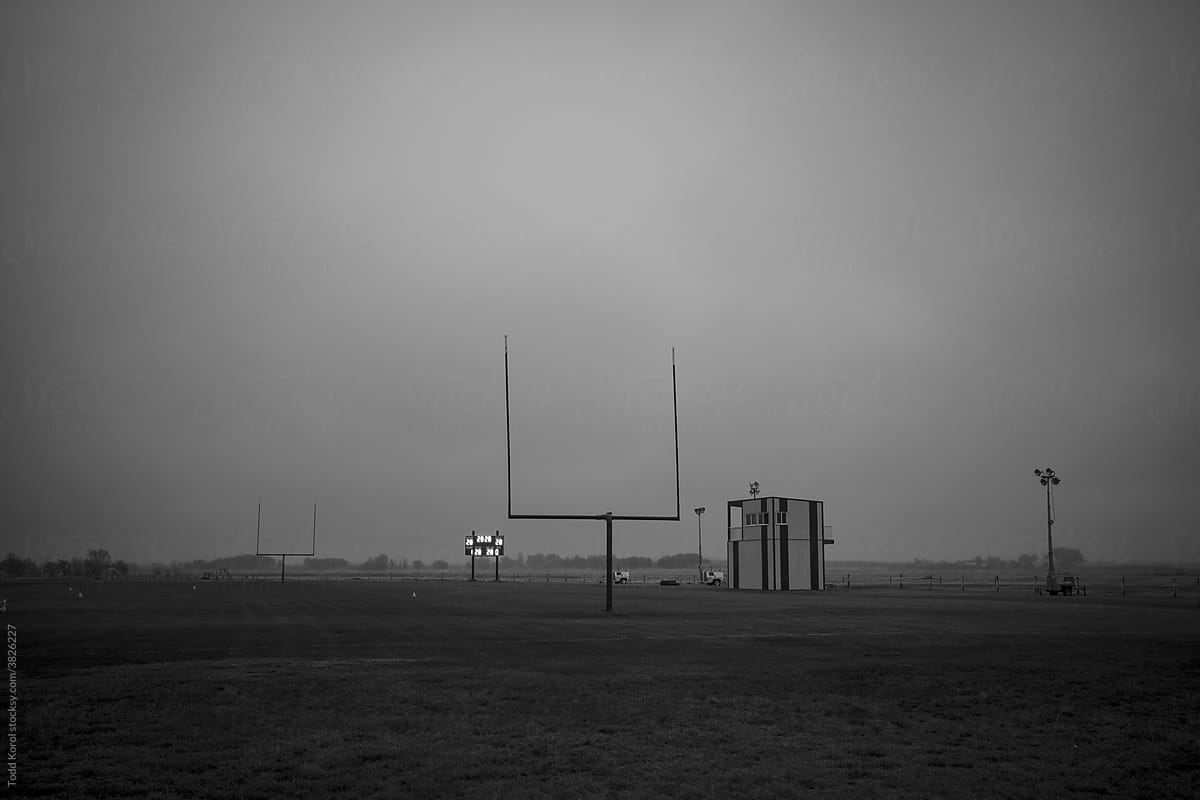 A small town football field on the prairies.