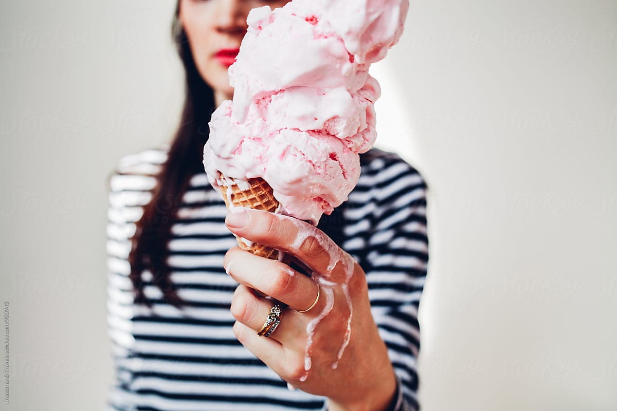 Girl Holding Melted Ice Cream Cone By Stocksy Contributor Pink House
