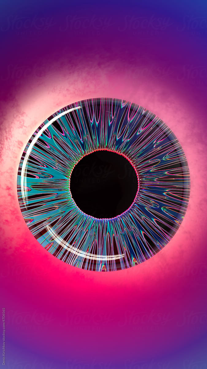 Futuristic bright color Iris and eye.
