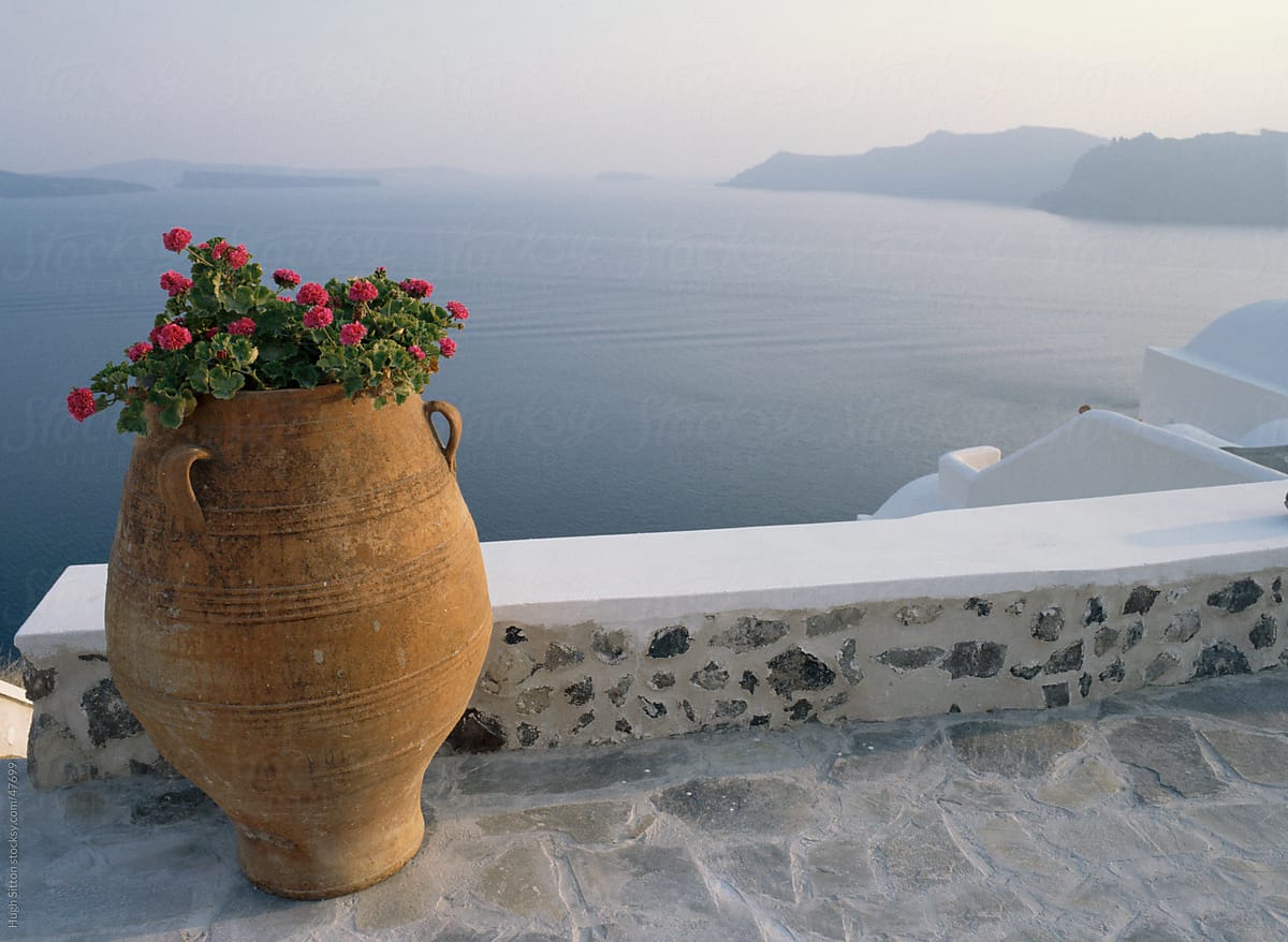 Typical scene from Santorini across the Mediterranean. Greece.