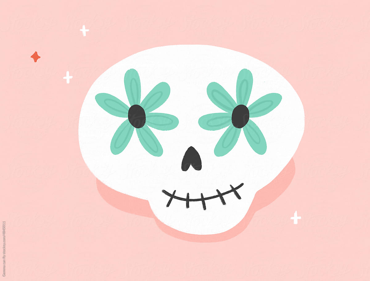 Halloween cute skull illustration