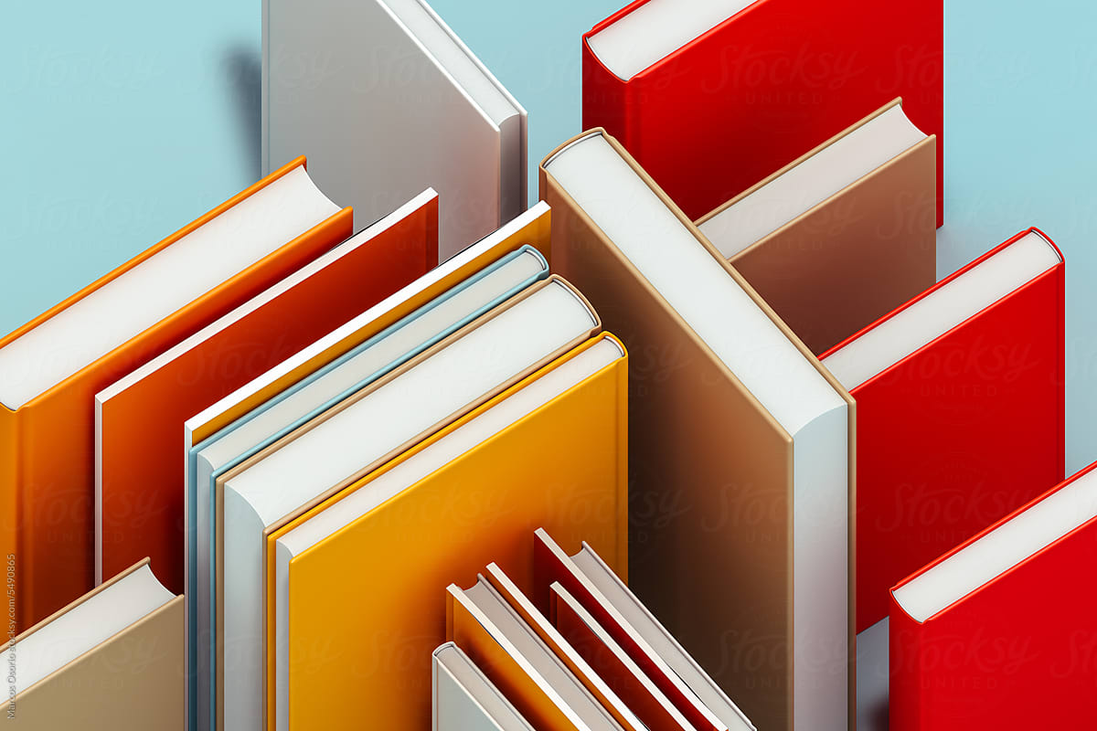 Background of books on a light blue background. back to school
